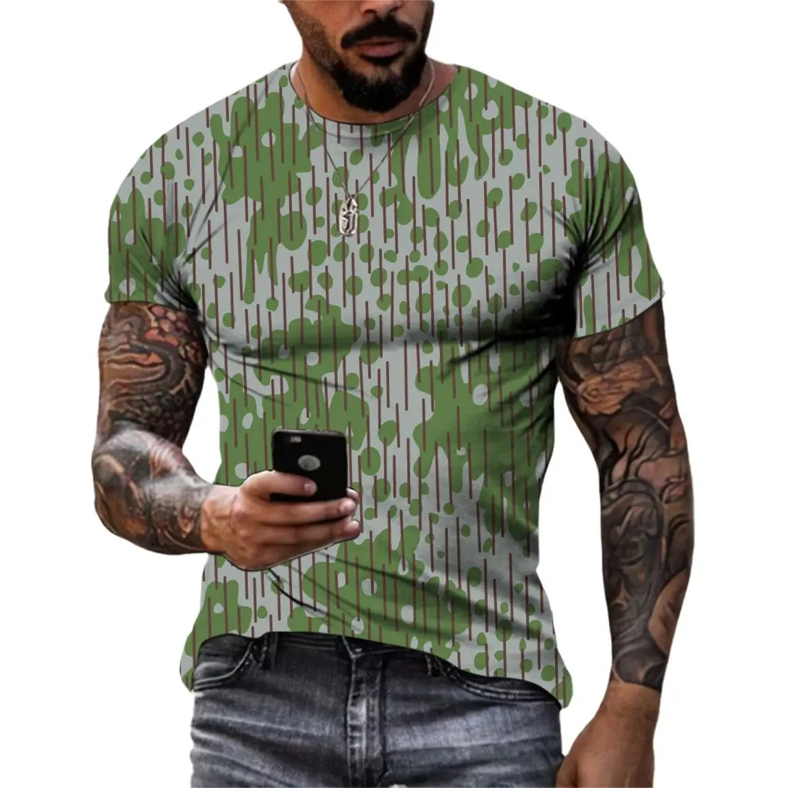 Summer New Camouflage Men\'s and Women\'s T-shirts Fashion Casual Printed Tees Hip Hop Personality O-neck Short Sleeve Tops