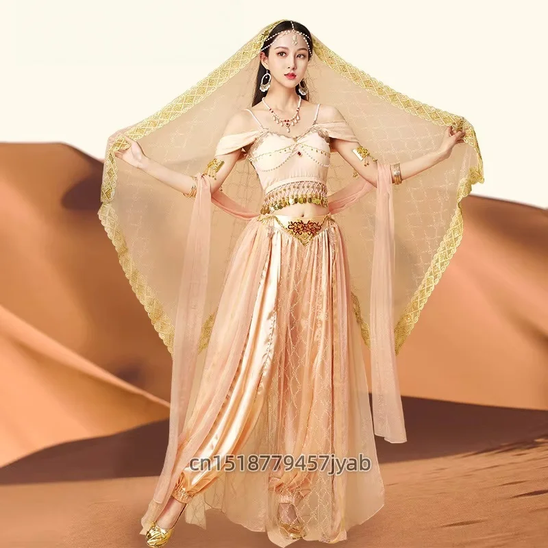 Set Da Principessa Delle Regioni Occidentali Dunhuang Danza Del Ventre Costume Di Bollywood Cosplay Paesaggio Esotico Set Di Spettacoli Di Danza Indiana-image