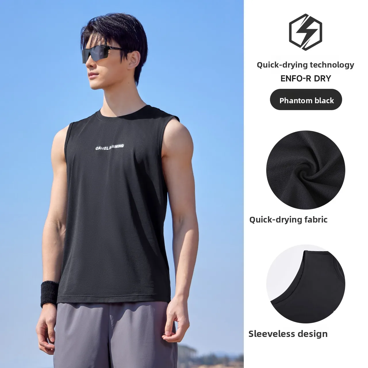 

GOLDEN CAMEL Men's T-shirts Running Fitness Basketball Training Vest Sports Quick-dry Vest Breathable Sweat-absorbent Sleeveless