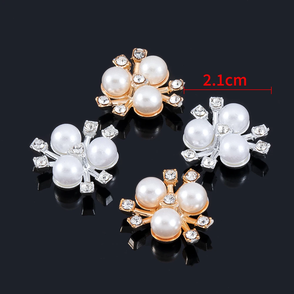 20pcs Flower Imitation Pearls Rhinestone Cabochon