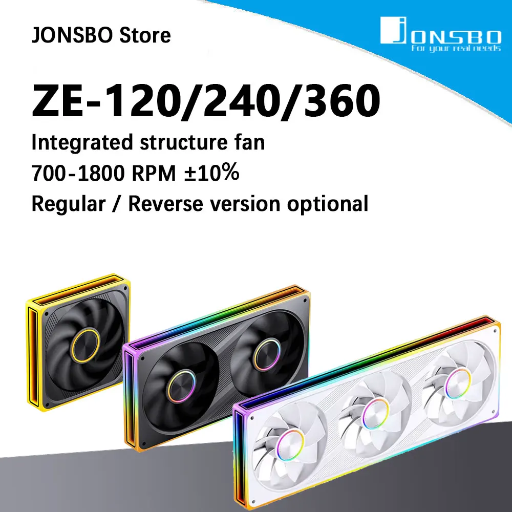 Ventilateur de boîtier ARGB JONSBO ZE-120/240/360 120 mm, miroir infini RGB, ventilateur PWM, synchronisation MB, badge en aluminium à motif CD