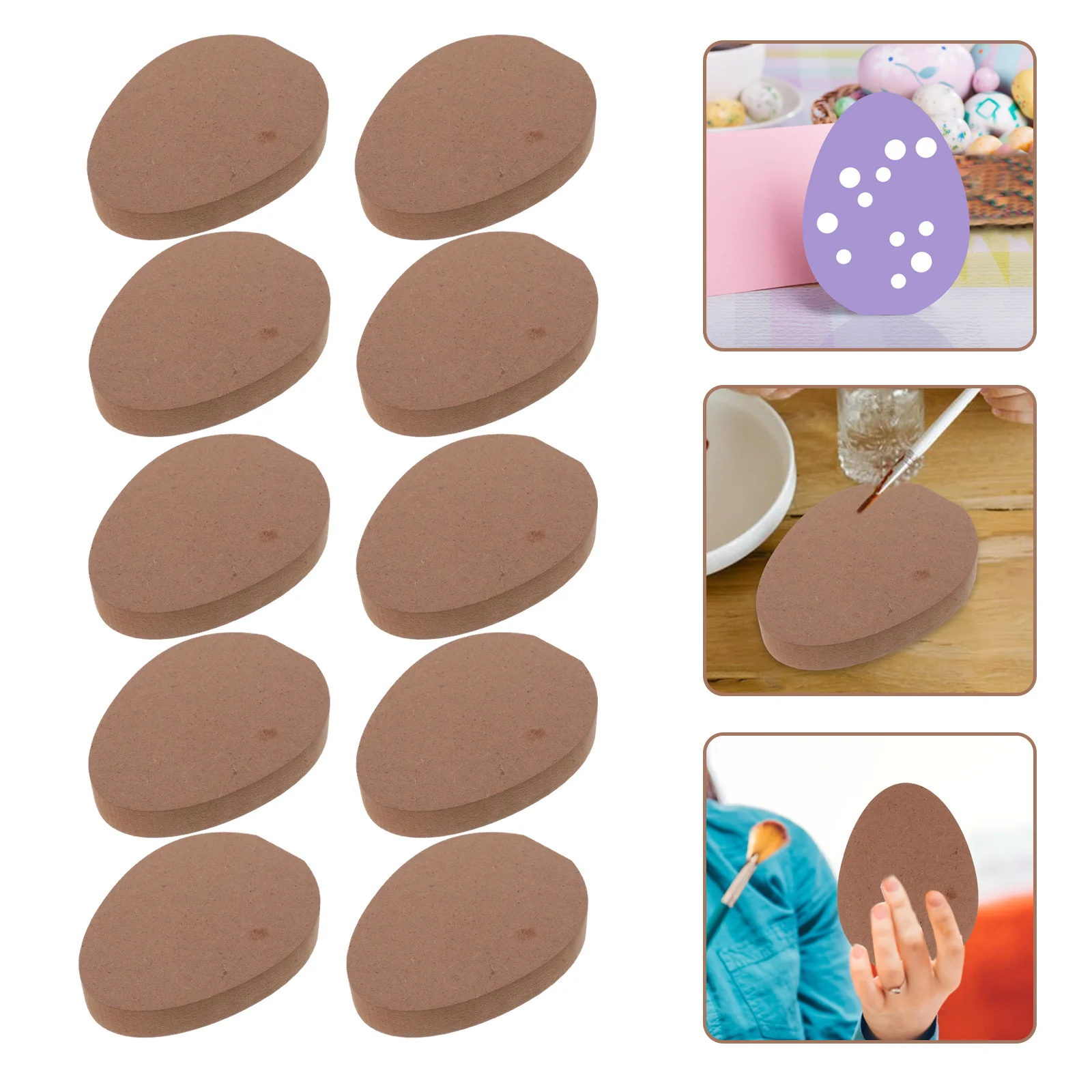 

10Pcs Wooden Egg Slices Unfinished Easter Wood Cutouts DIY Craft Blanks Painting Ornaments for Decoration Handicrafts