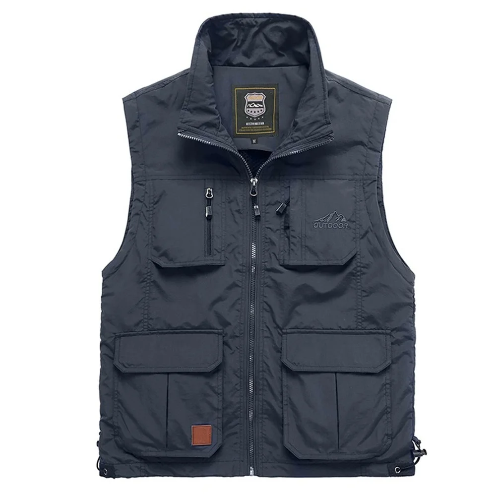 Summer Mesh Thin Multi Pocket Vest For Male Big Size Male Casual 4 Colors Sleeveless Jacket With Many Pockets Reporter Waistcoat