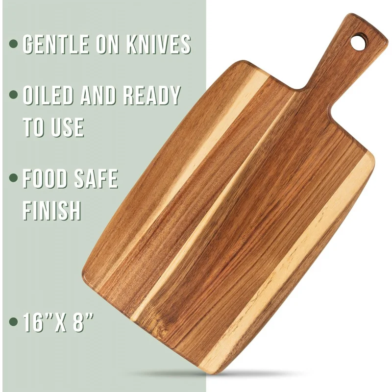 A placa de cozinha de madeira de acácia definitiva: prato grande para servir corte, cortar e charcuterie, 17 x 13 polegadas