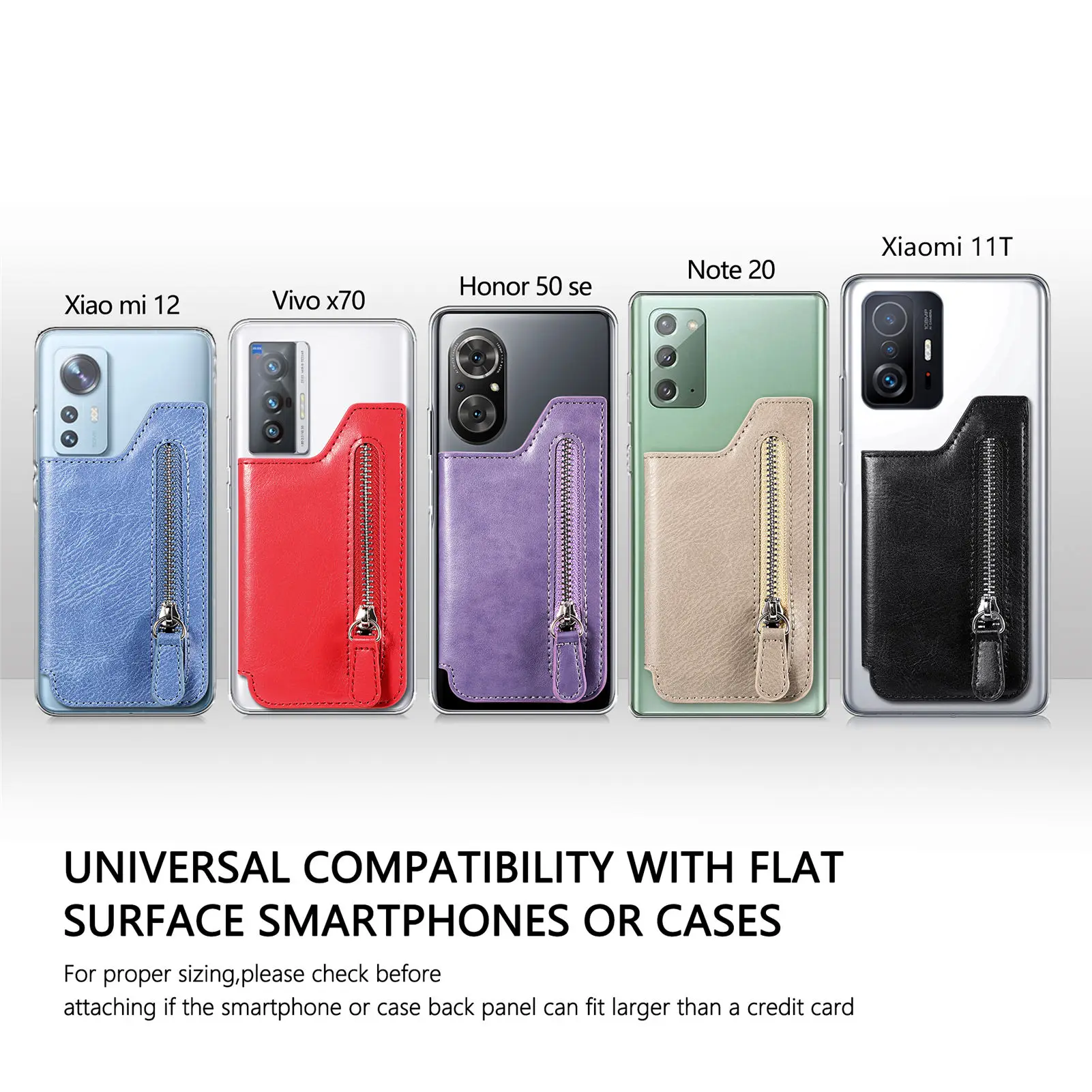 Creative Classic Color PU Card Holder, Adhesive 4-Card Slots, Stores Coins Credit Cards, For Xiaomi Samsung iPhone 12-18 Phones.