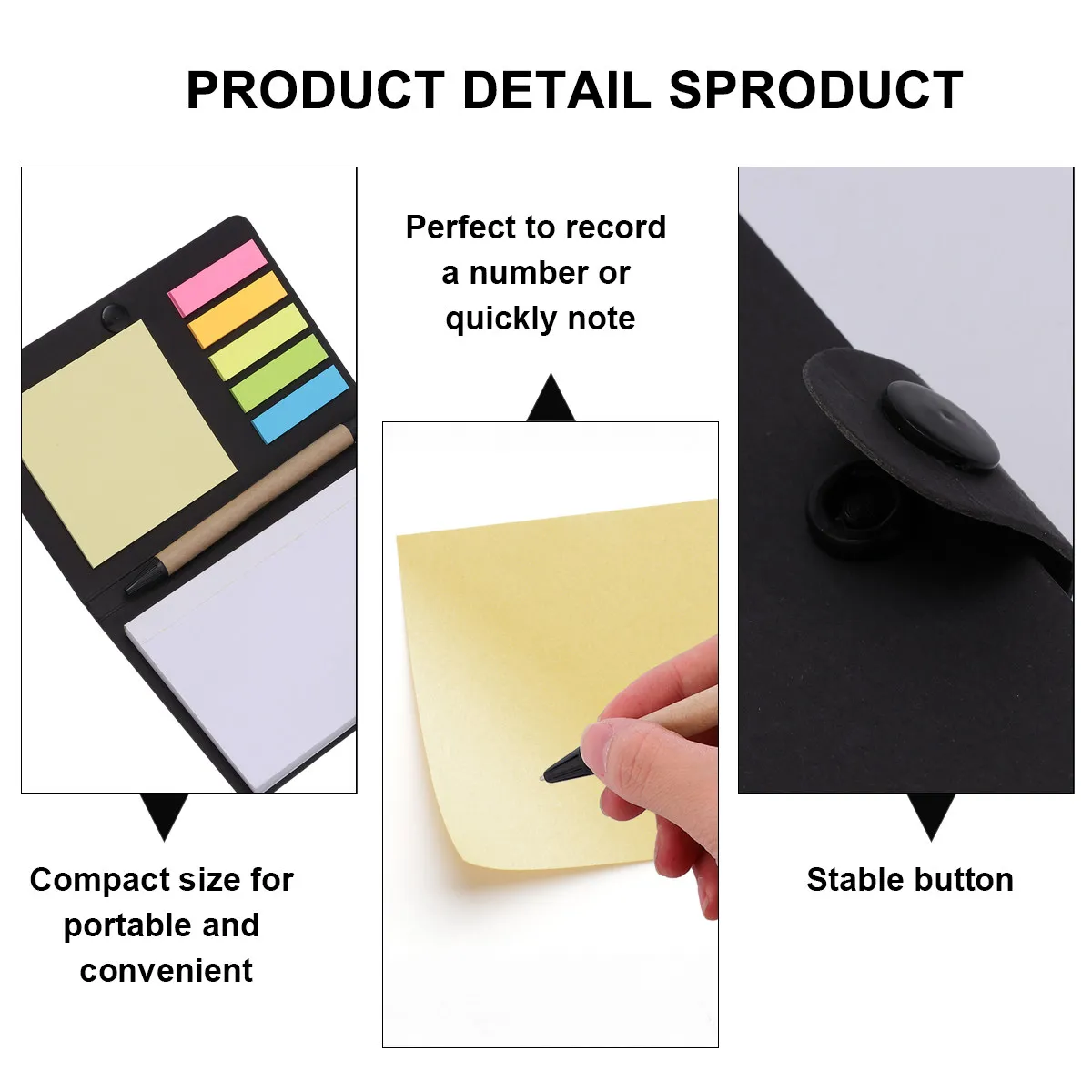 1Set Kraft Paper Sticky Memo Notebook with Self-Adhesive Index Tabs Flags and Water-Based Adhesive Memo Pads for Office Home
