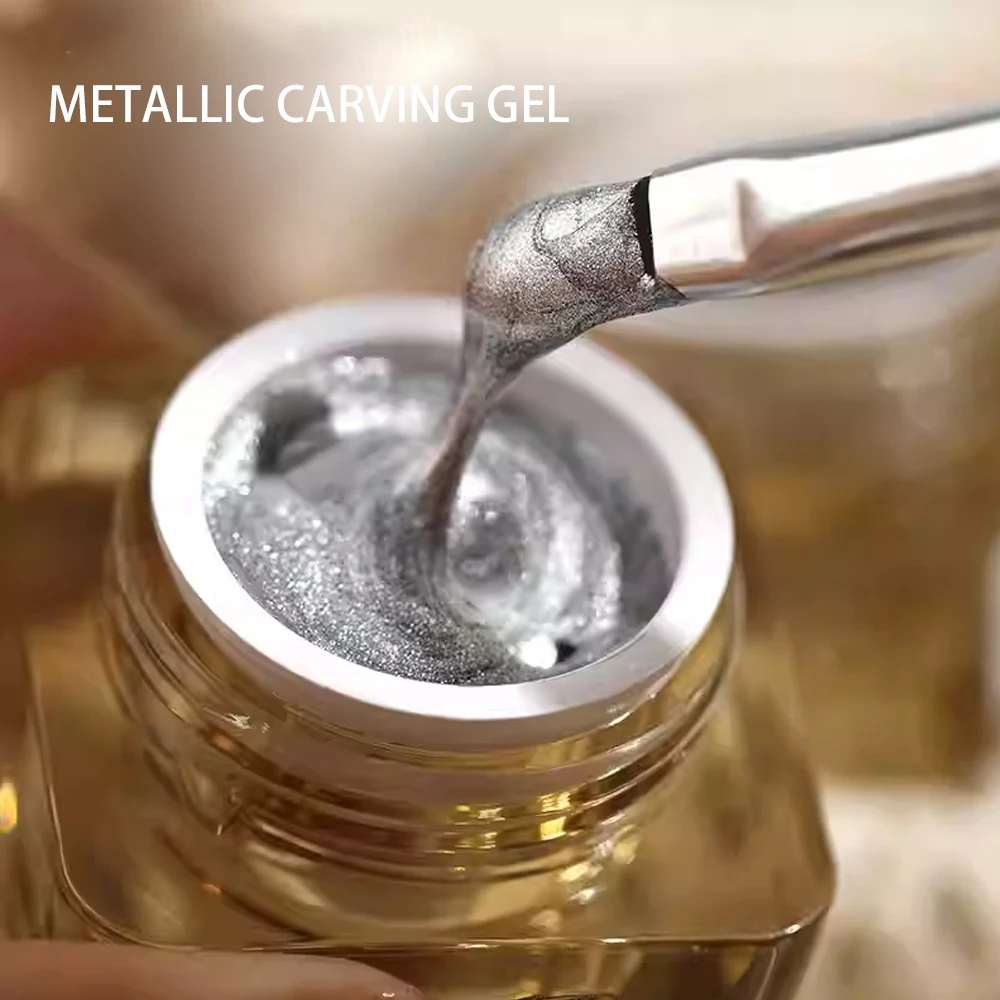 8g Metallic Carving Gel 3D Embossed Nail Art Painting Gel Silver Gold Rose Gold UV LED Curing Liner Gel for Salon DIY view 3
