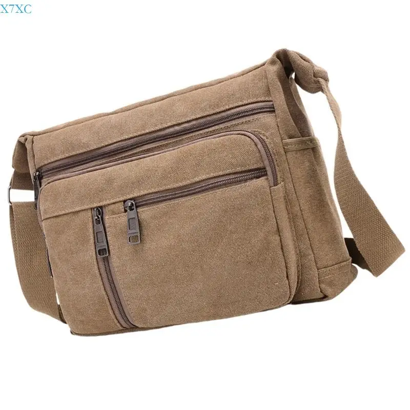 

X7XC Canvas Handbag Multi Pocket Shoulder Bag for Convenient Travel and Storage