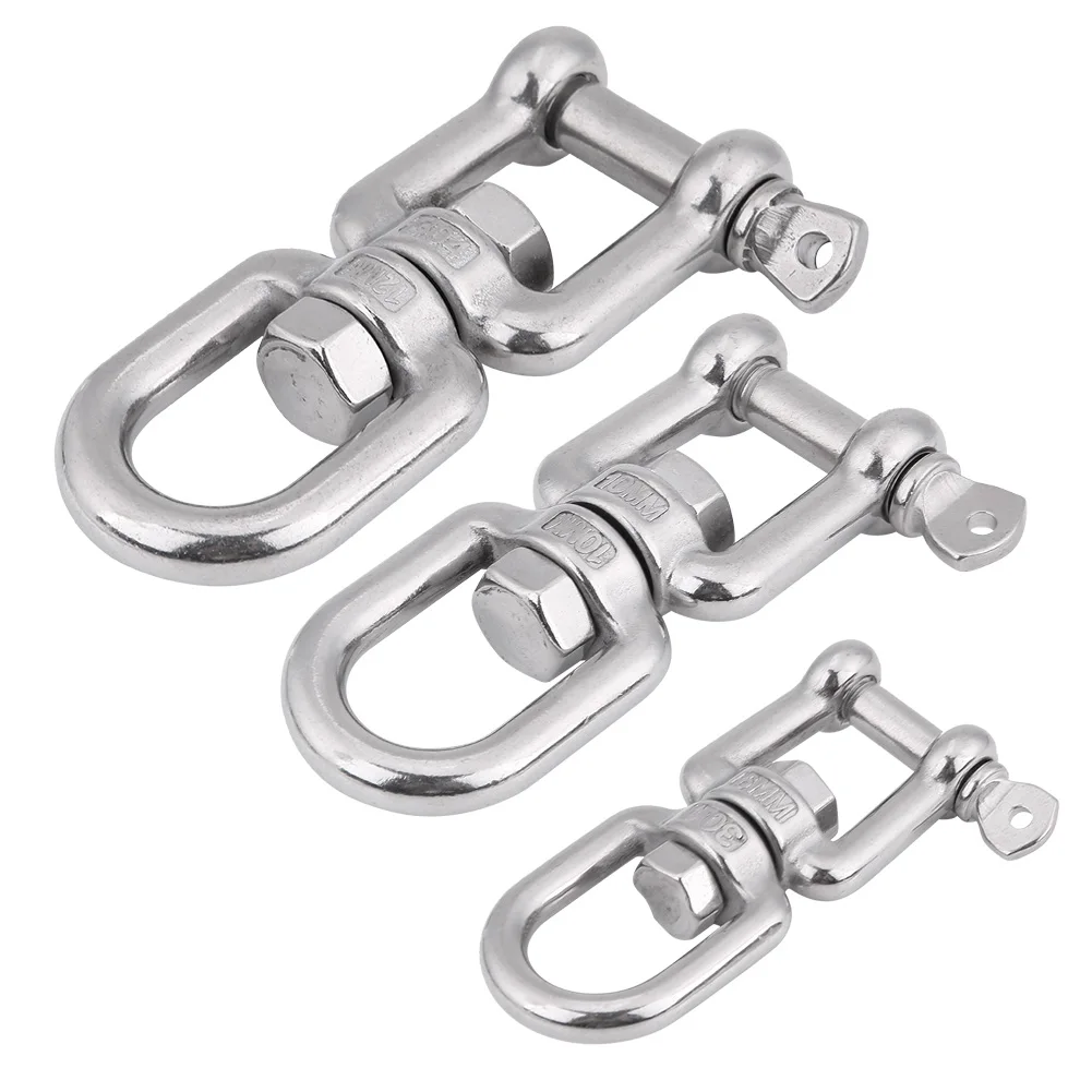 6mm/8mm/10mm/12mm Heavy Duty 304 Stainless Steel Boat Marine Yacht Swivel  Snap Rolling Shackle Hooks Device Swivel Snap