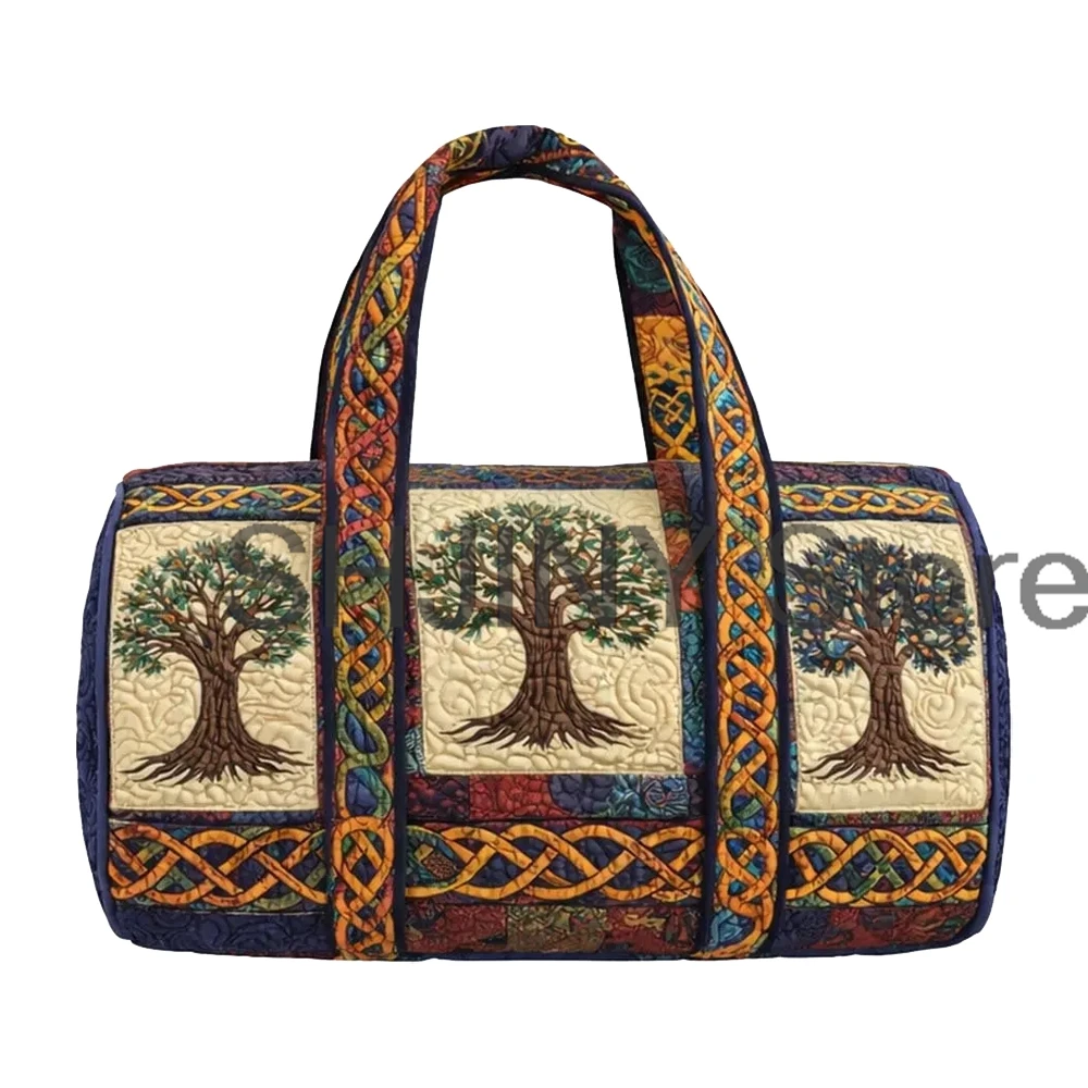 

Celtic Knotwork Tree of Life Quilted Duffle Bag Unisex Travel Tote Women Men Weekender Bag