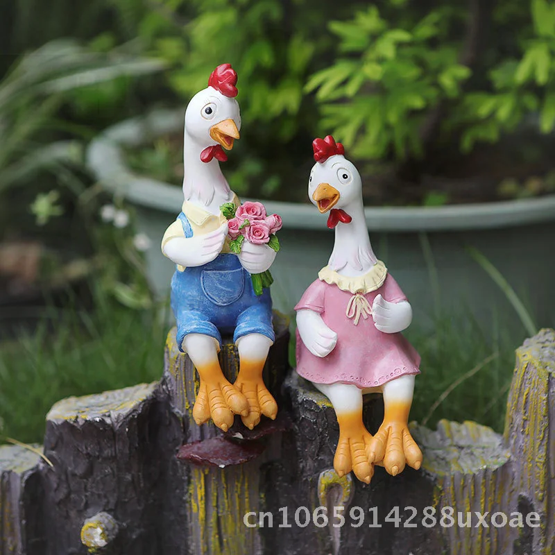 

Cartoon Sculpture Duck Ornaments Resin Garden Decorations Outdoor Sitting Furnishings Creative Flower Pot Crafts
