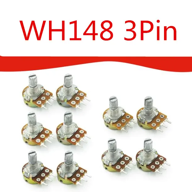 5Pcs/lot Potentiometer Resistance WH148 3Pin 1K 2K 5K 10K 20K 50K 100K 500K 1M Ohm Linear Taper Rotary Potentiometer Resistor