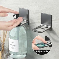 Estante para botellas de Gel de ducha de aluminio espacial, ganchos ajustables para colgar champú, sin taladro, soportes universales para dispensador de jabón montados en la pared