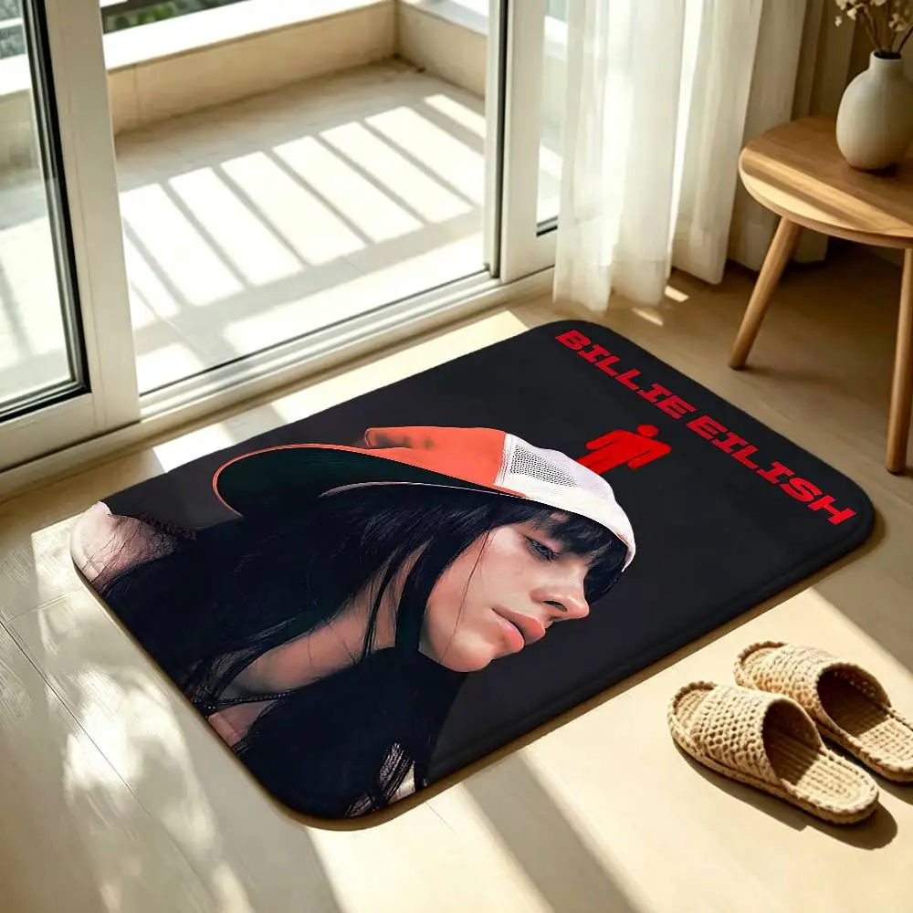 B-Billie E-Eilish Floor Mat Soft Non Slip for Entry Door Bathroom Indoor Home Decorative Carpet