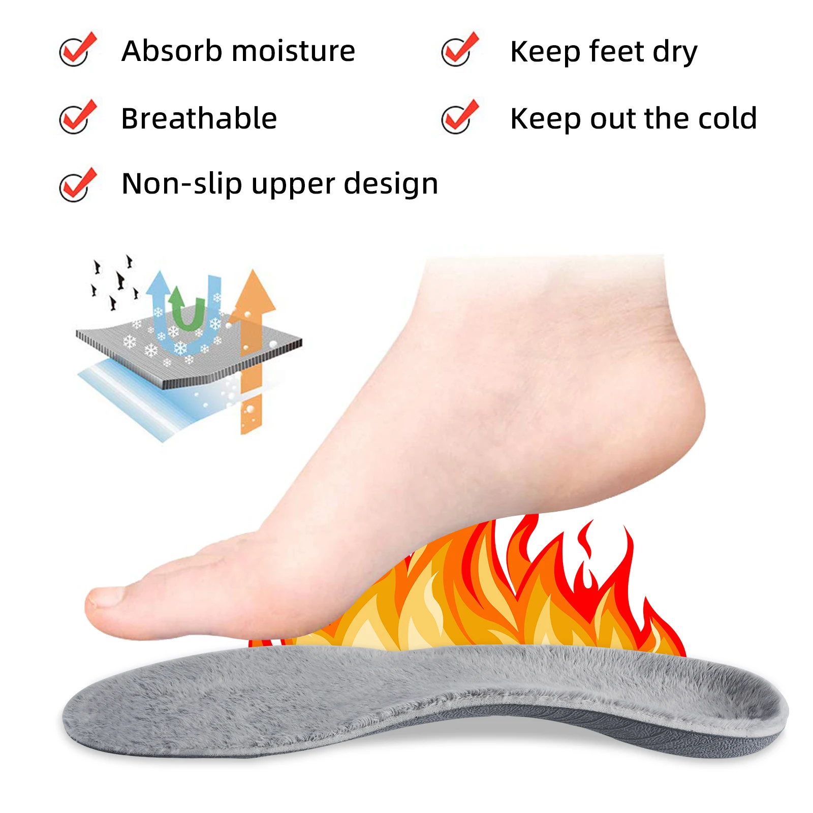 Winter Warm Orthopedic Insole Plantar Fasciitis Arch Support Men Women Shoe Insert Sole,Orthotics Sneaker Insoles Comfort Heel