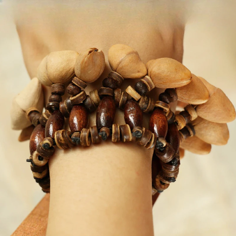 

Handbells Natural Plant Fruit Ring Healing Bracelet Anklets Accompanied Yoga Meditation Bells Healing Percussion Instruments