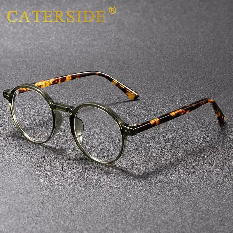 CATERSIDE Retro Männer Brille Runde Hohe Qualität TR90 Rahmen Rezept Brillen Rahmen Frauen Null-Power Objektiv Computer Gläser – Detail 1