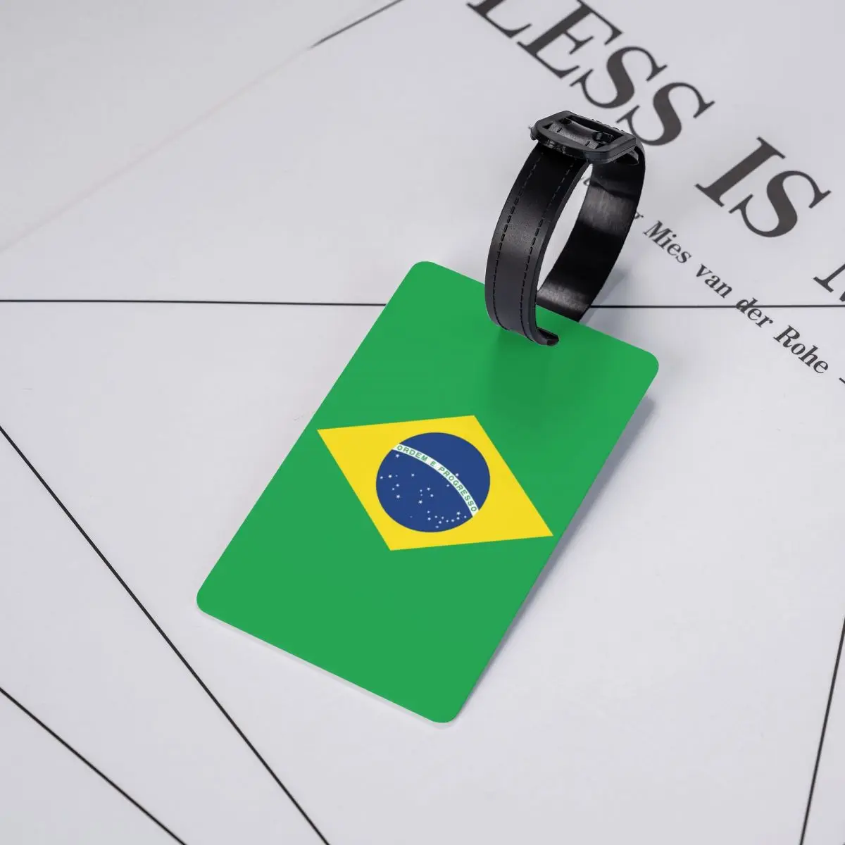 Bandeira do Brasil Bagagem Tag com cartão de nome, Privacidade ID Label Cover, Travel Bag Suitcase, Personalizado