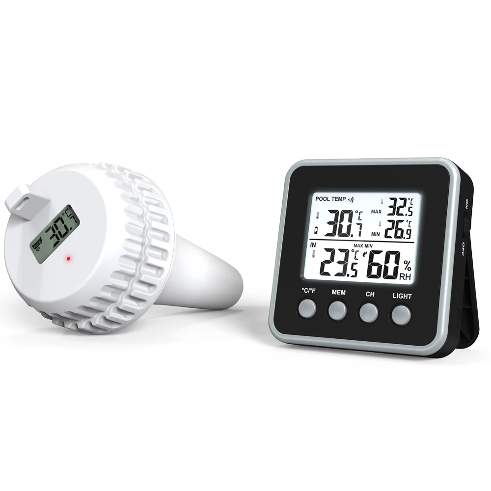 

Беспроводной плавающий термометр для бассейна, водонепроницаемый IP67, для ванной, аквариума, пруда, ванны, с подсветкой, до 500 футов