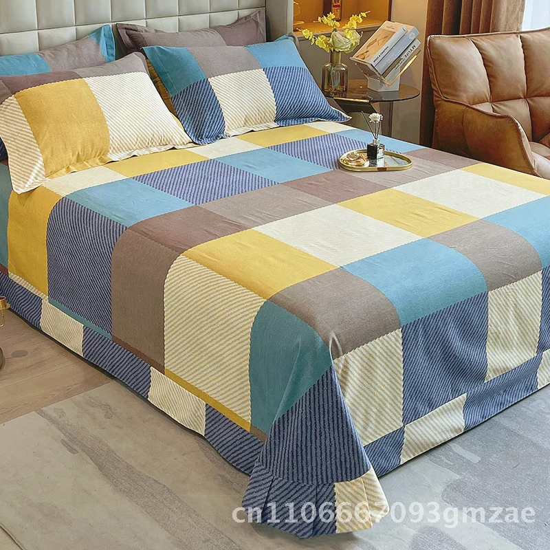 

Cotton Single Bed Sheets Set with Skirt Thickened Dormitory Four-Piece Bedding Set Modern Minimalist Geometric & Floral Patterns