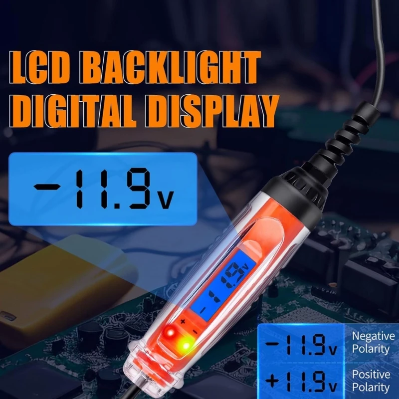

Automotive Circuit Tester LCD Screen Immediate Detection 1 to 75V Ranges M4YD