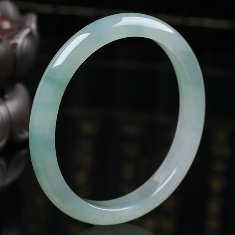 【New Arrivals Sale】New ice-type, translucent, oval-shaped jade braceletaAWomen's fine jade bracelet