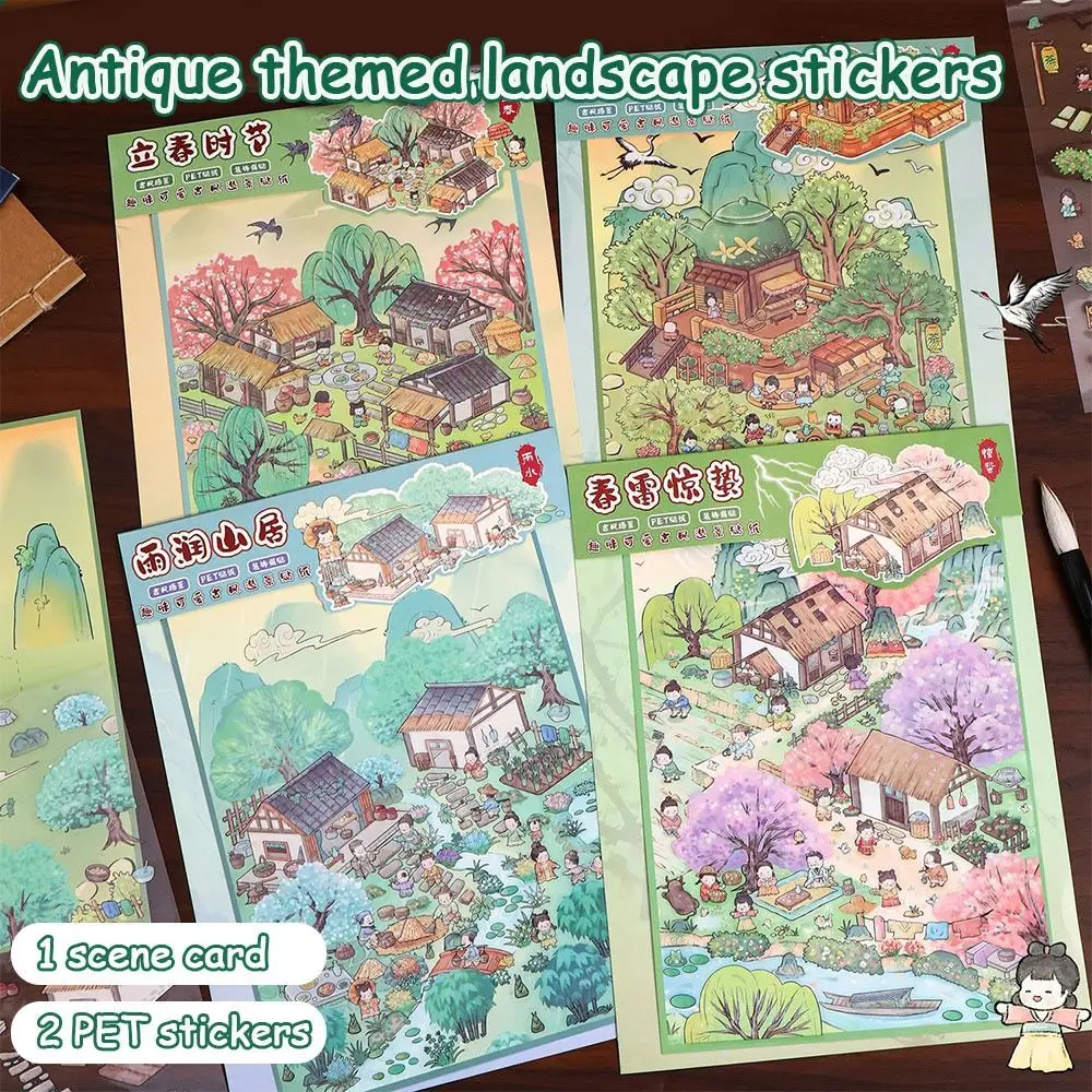 Cartoon 3D Miniature Scene 3D Stickers DIY Multi Style Visual Stacking Sticker Capybara Butter Bear Landscape Stickers