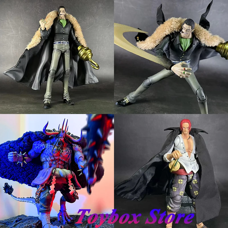 SHF Anime One Piece Action Figure Decoration Kaidou Blue Fur Cloak Sir Crocodile 18cm Black Windbreaker Shanks 16cm Cloth Coat