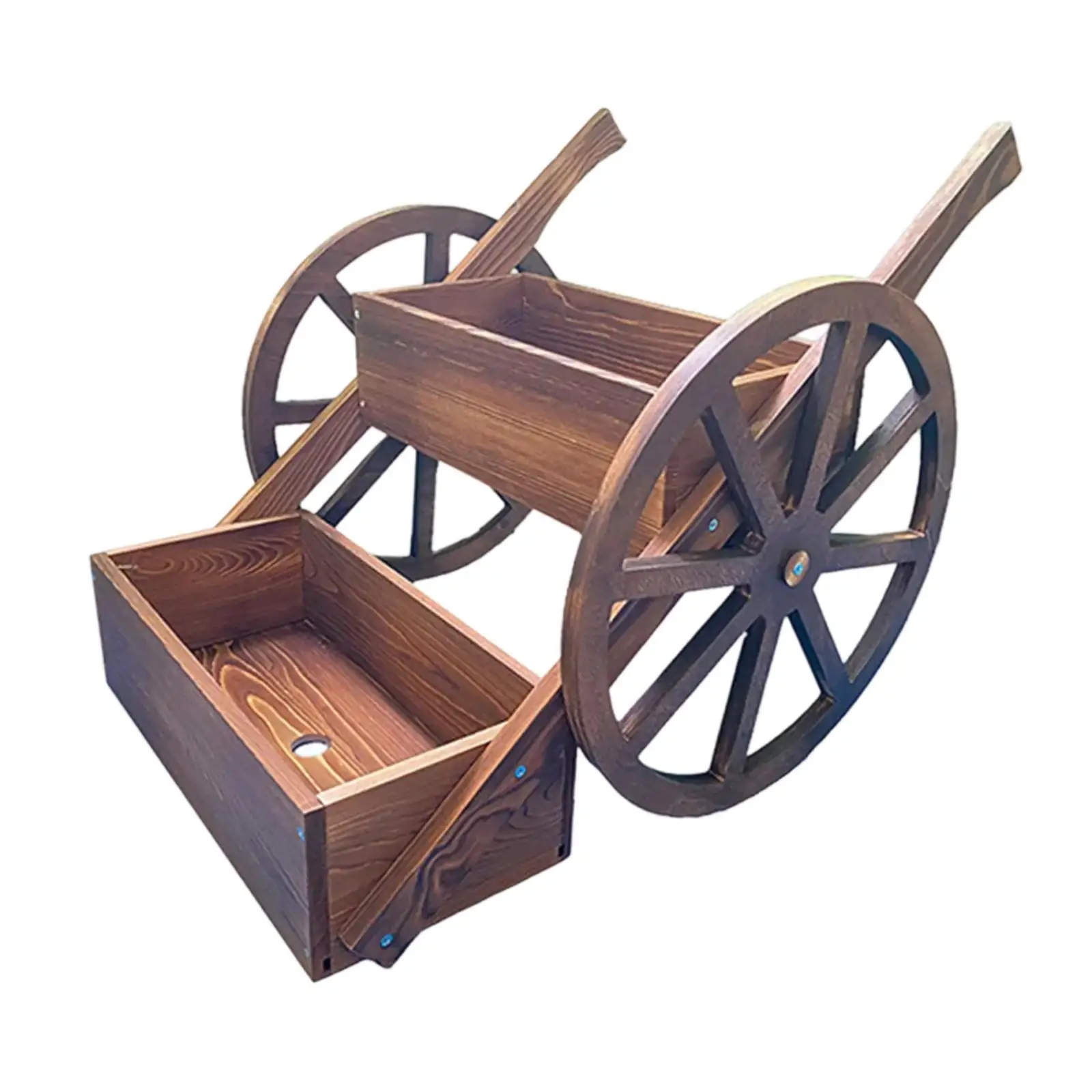 Wooden Wagon Planter Box Outside Living Room Patio 2 Tier Garden Planter