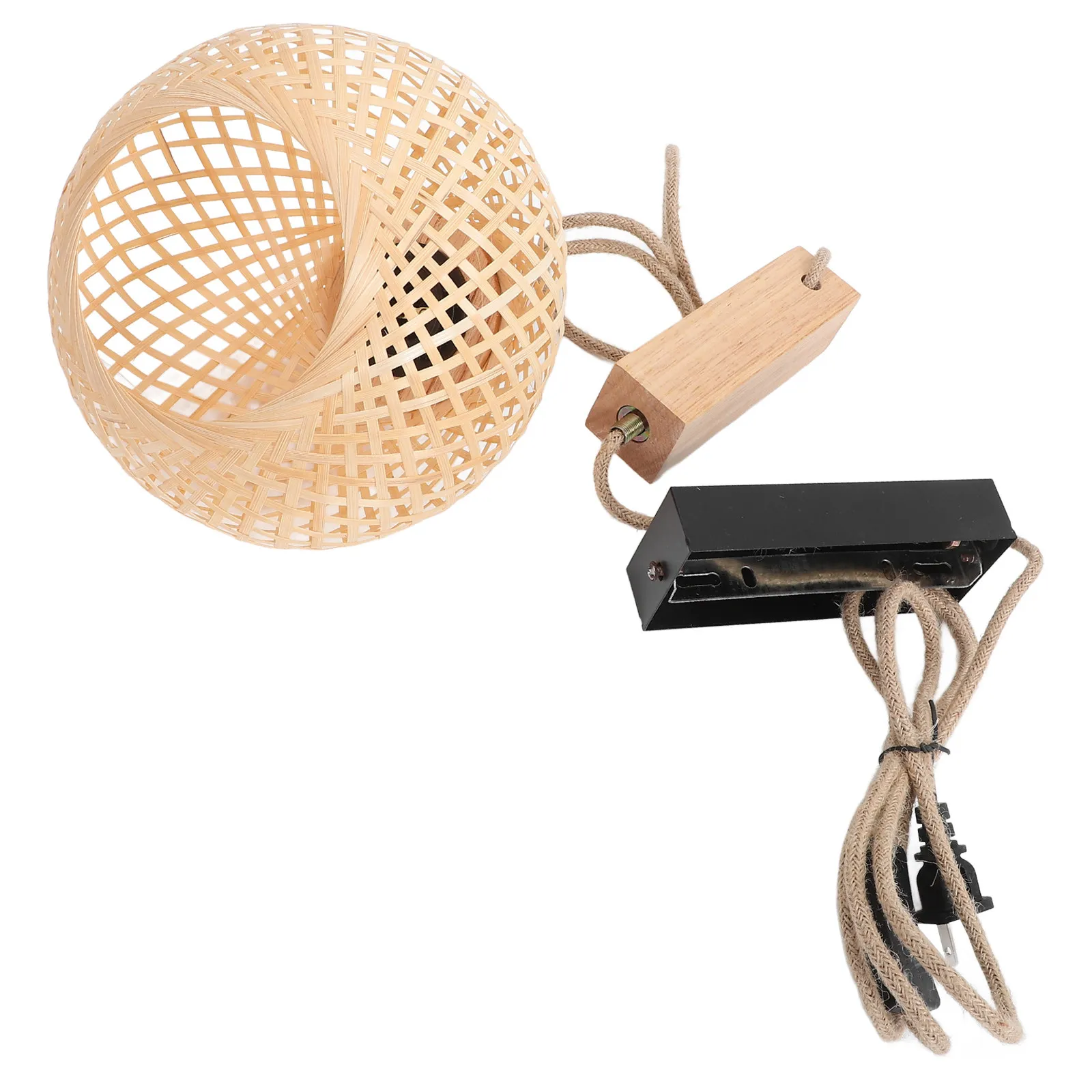 Rattan Weaving Wall Lamp Bedside Reading Light Wall Mounted Light Fixture Us Plug Cozy Living Room Bedroom Balcony Lighting