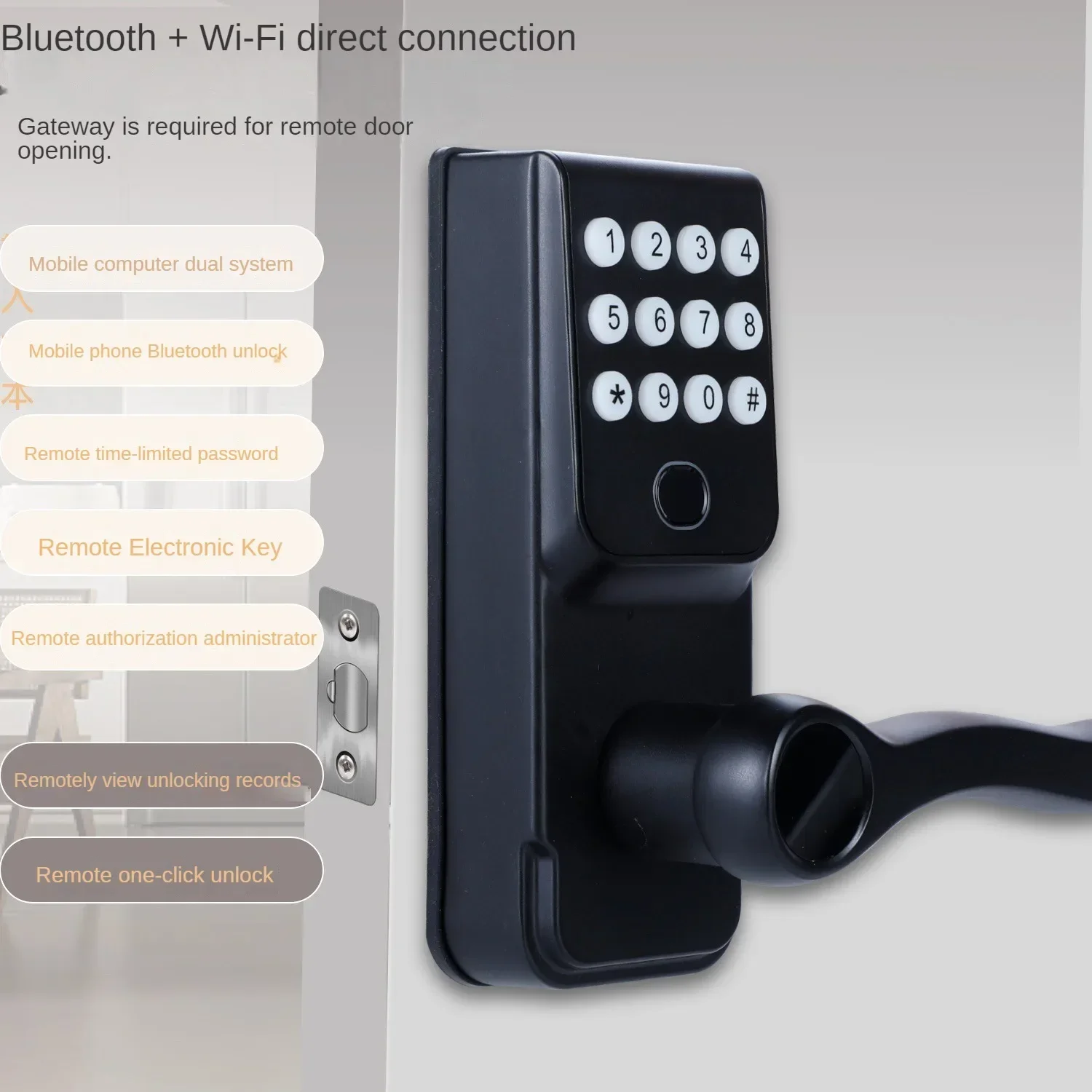 

Умный дверной замок для дома с Bluetooth, сканером отпечатков пальцев, европейский и американский стандарт, с функцией удаленного ввода пароля