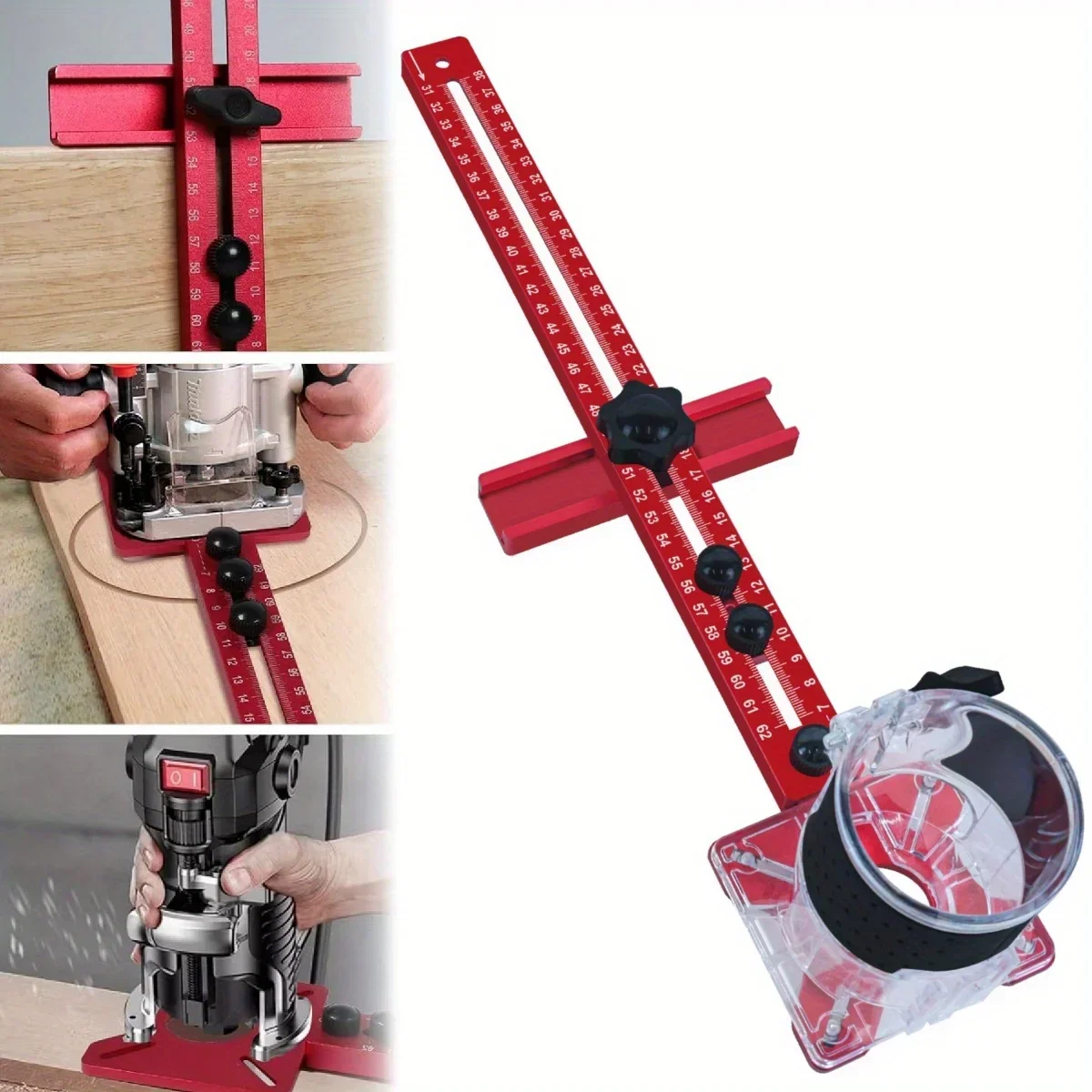 4 in 1 Router Milling Groove Bracket Aluminum Alloy Router Circle Cutting Jig Cabinet Punch Hardware Locator Adjustable Router