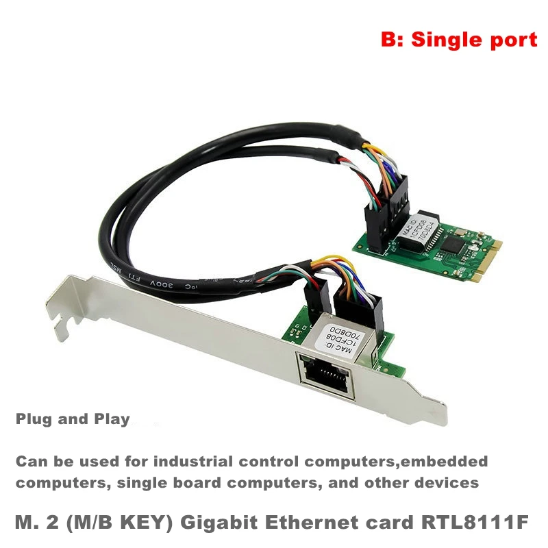 M2 to RJ45 Network Card 1000Mbps M.2 b key M key to PCIe Ethernet Card LAN Controller Card for RTL8111F+ASM1182 Chip