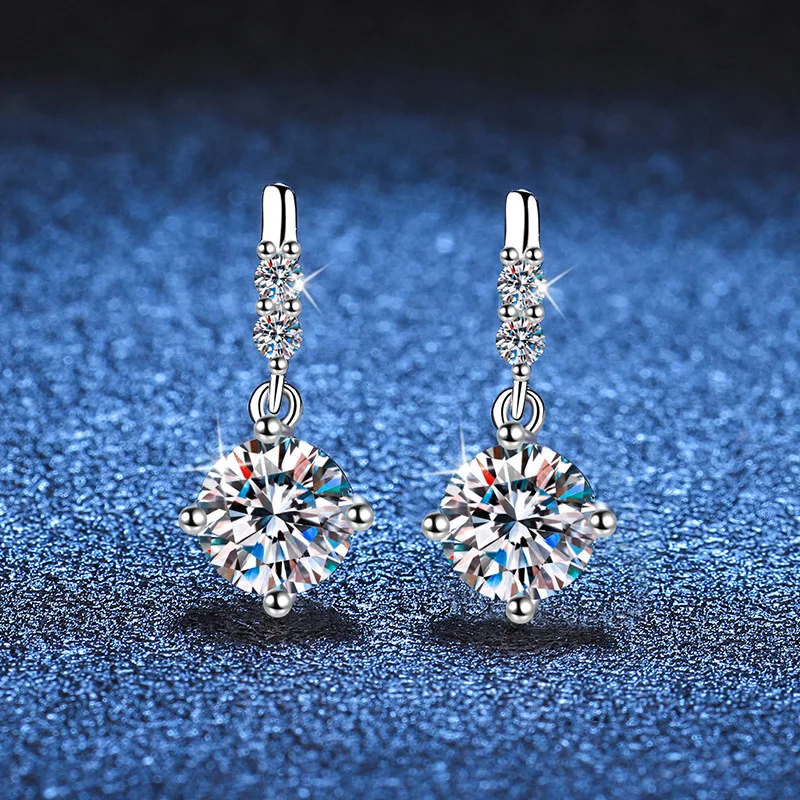 D color moissanite earrings tassel earrings light luxury precision quality moissanite earrings platinum PT950 mark