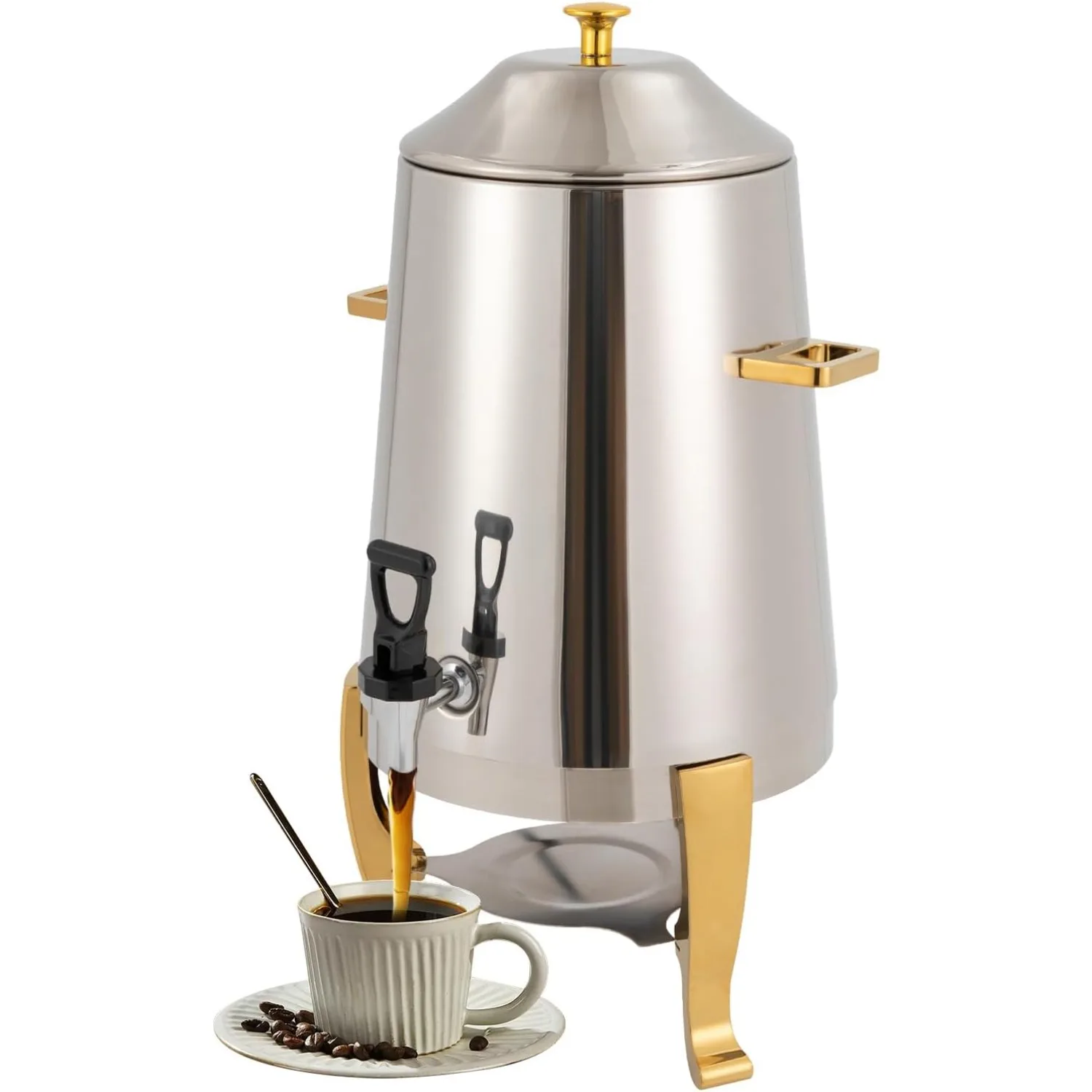 

13L Stainless Steel Hot Beverage Dispenser with Fuel Tray - Gold Fuel Heating for Party/Catering