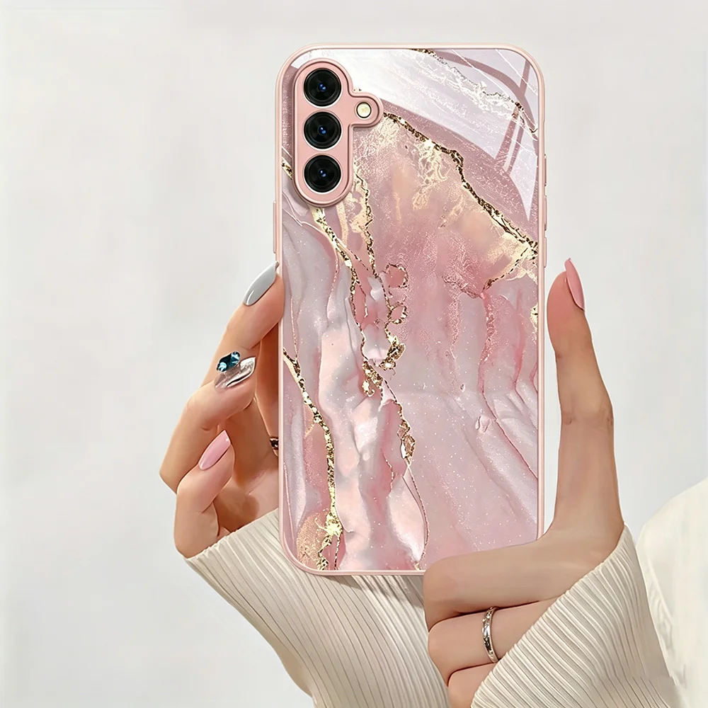 Marmor-Muster Gehärtetes Glas Handyhülle für Samsung Galaxy S26 Ultra S25 Plus S23 S24 Ultra S20 FE S21 FE Hartschalen-Rückseite