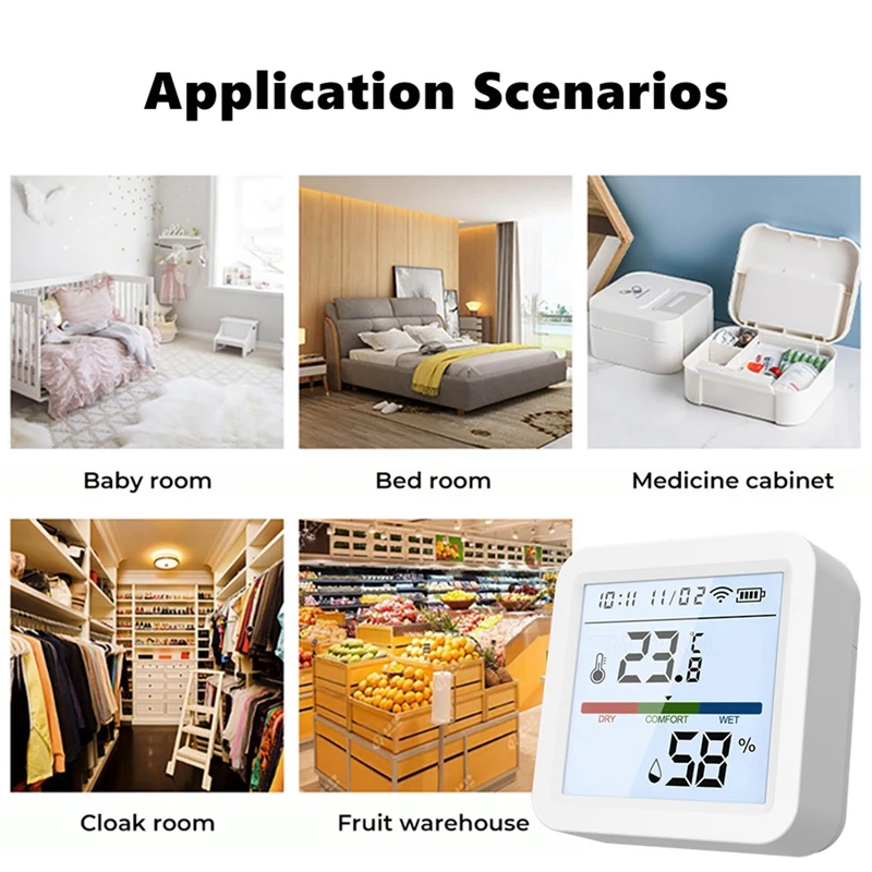 Smart Wifi Temperature And Humidity Sensor,Tuya Indoor Hygrometer Thermometer With LCD Display Backlight Spare Parts Accessories