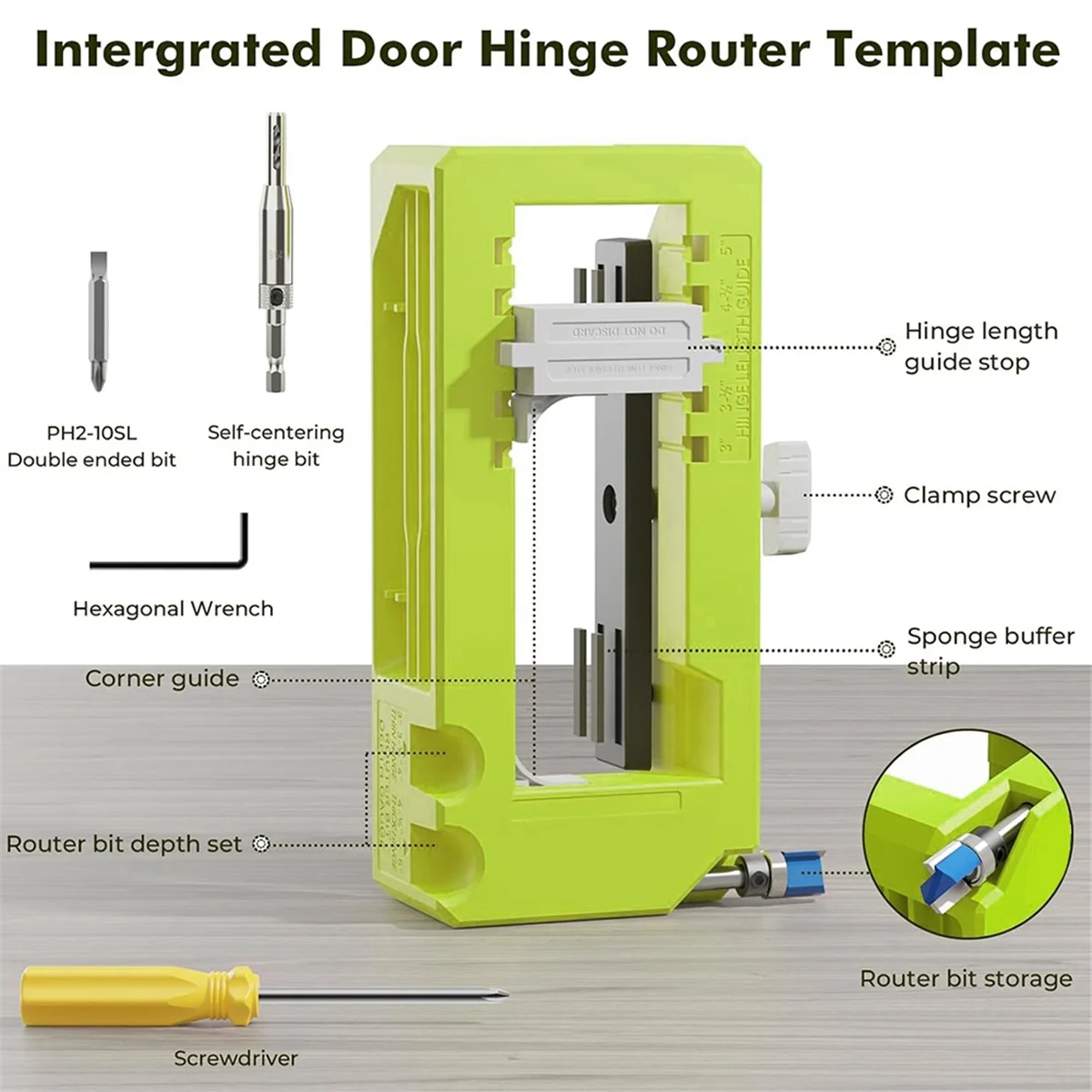 A002 Door Hinge Jig,Door Hinge Router Jig, Door Hinge Installation Kit Fit 3 Inchto 5 Inch Length and 1/4 Inch or 5/8 Inch