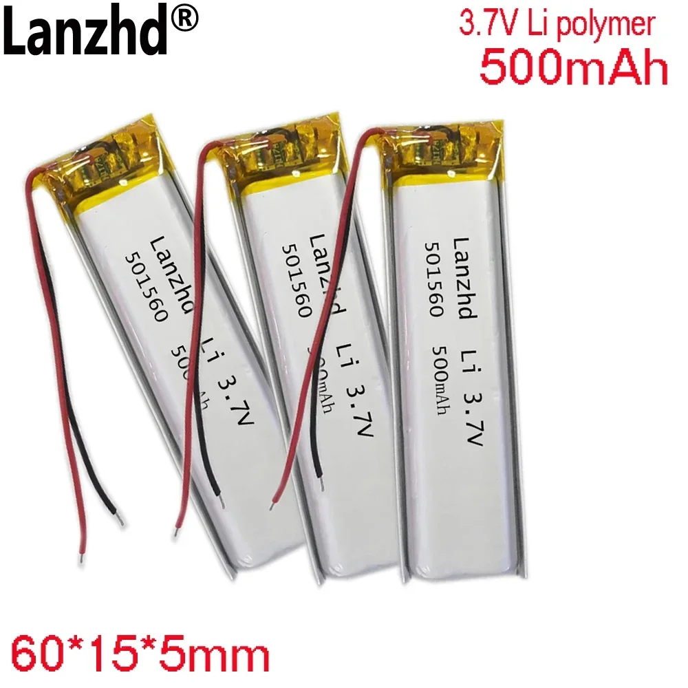 501560 500mAh 3.7V lithium battery For Recorder Moisturizer beauty instrument 451860 501562 501570 551560