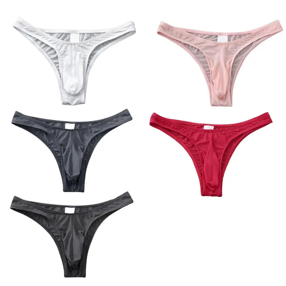 Men Briefs U Convex Breathable Elastic Transparent Ultra-soft Non-slip Low Rise Stretchy Underpants Inner Wear Bikini G-String