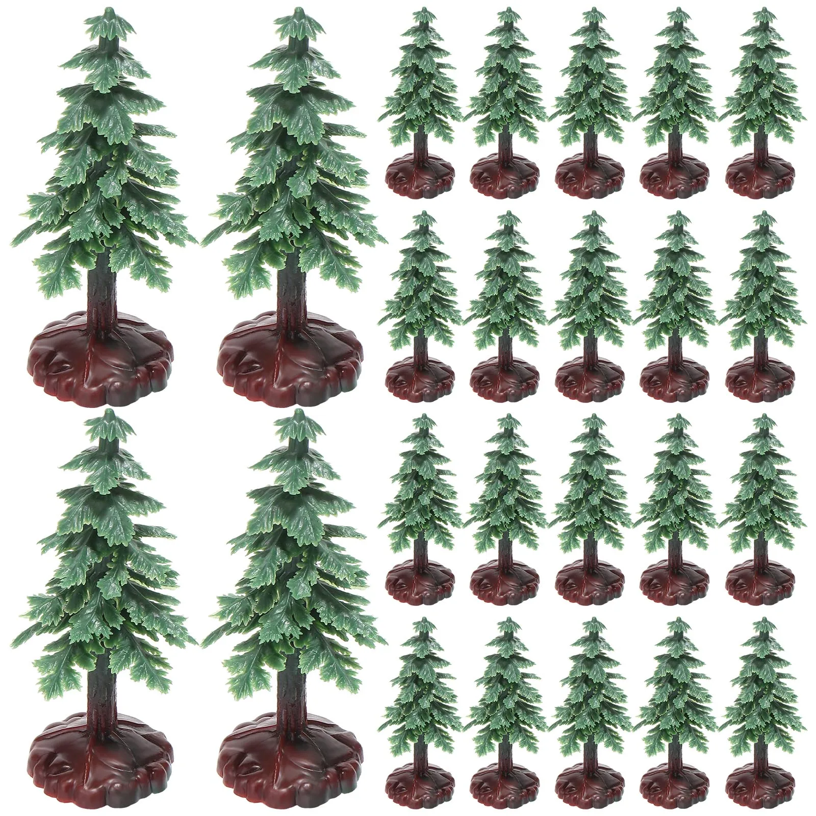 24Pcs Christmas Tree Cake Topper Evergreen Trees Pine Tree Figurines Village Christmas Trees Bottle Brush Trees Plastic Sisal