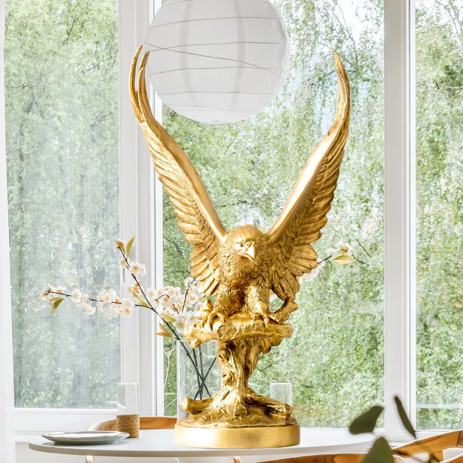 

80cm Majestic Bronze Eagle Sculpture Large Winged Bronze Eagle Statue Hot Casting Animal Statues For Home Garden Decorative Gift