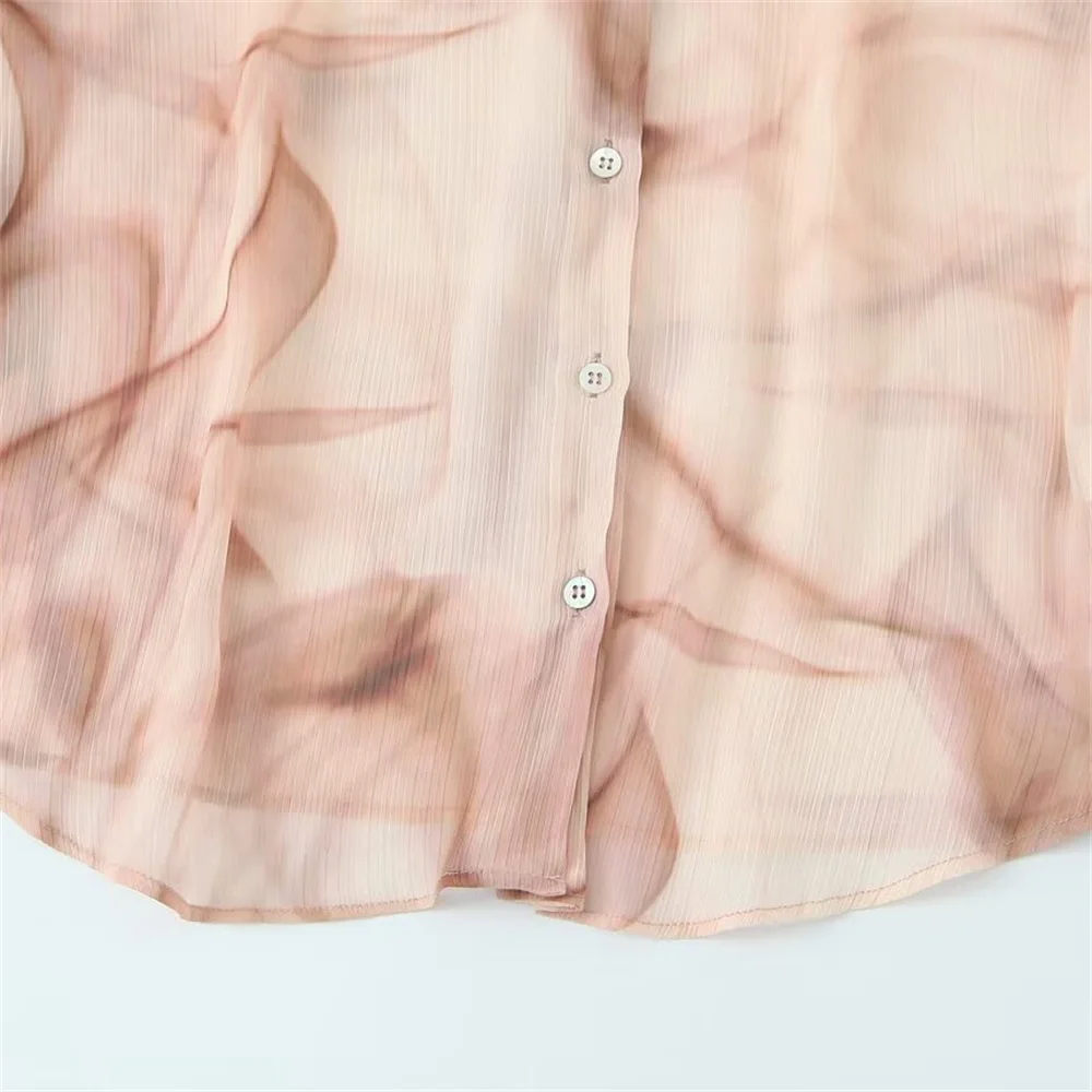 Zach Ailsa feminino outono nova moda retro tie dye print solto único breasted lapela manga comprida casual versátil camisa