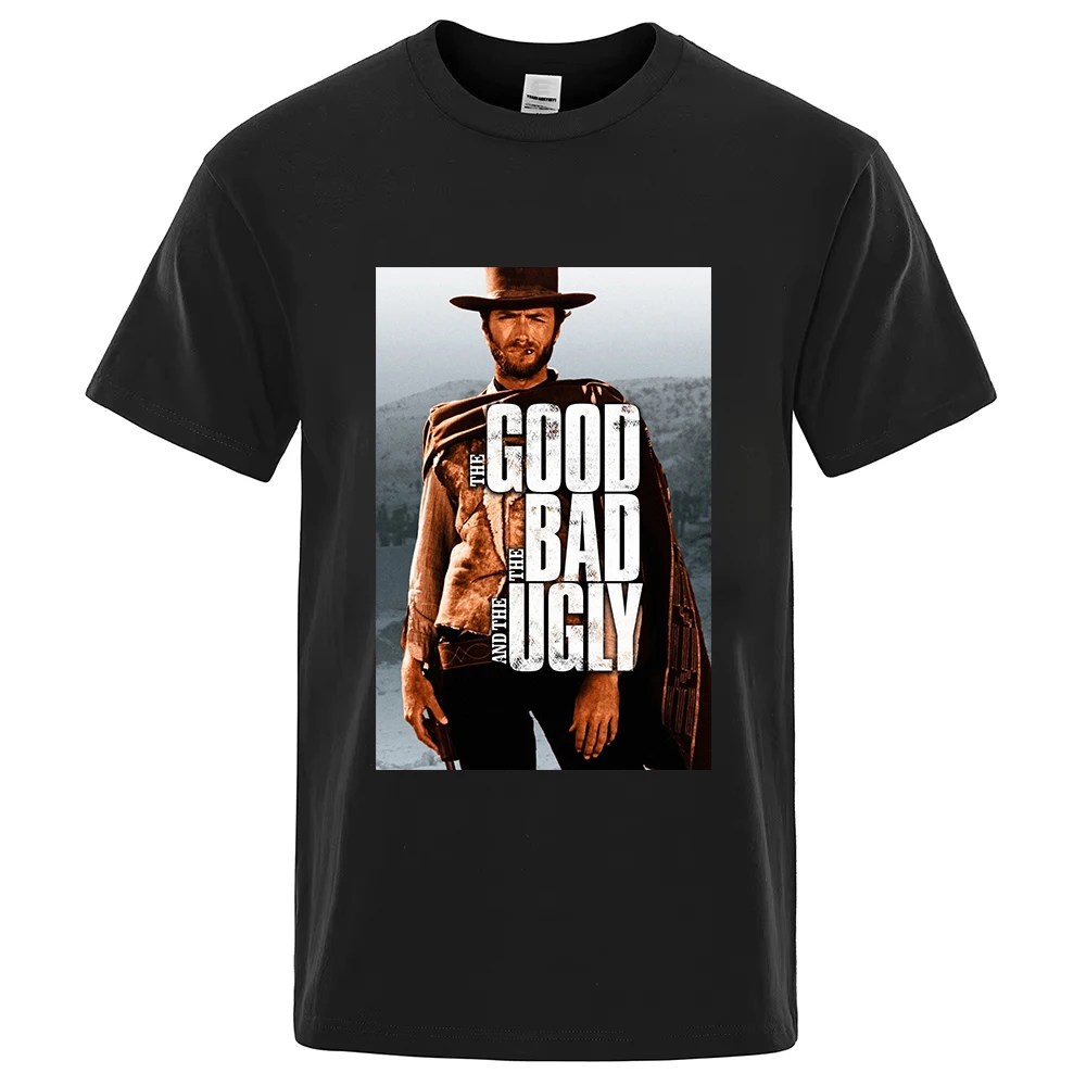 

Новинка, мужские хлопковые футболки Clint Eastwood The Good The Bad The Ugly, винтажная футболка, женская летняя свободная модная футболка с круглым вырезом