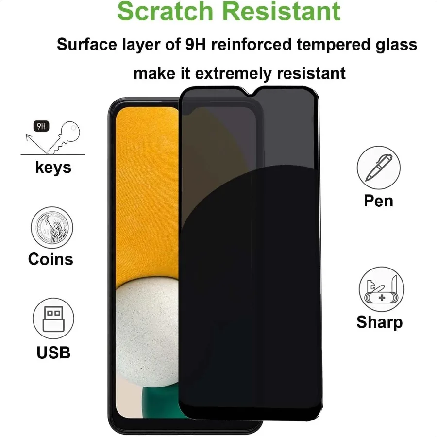 [2 Pack] Privacy Screen Protector for Samsung Galaxy A13 5G 6.5 Inch Tempered Glass Antispy No Bubbles 9H Hardn HD 3D Bending F