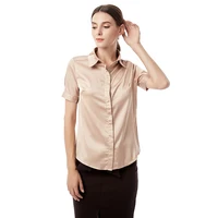 Simulation Silk Shirt Women's Short Sleeve New Wild Elastic Solid Color Thin Blouse 4