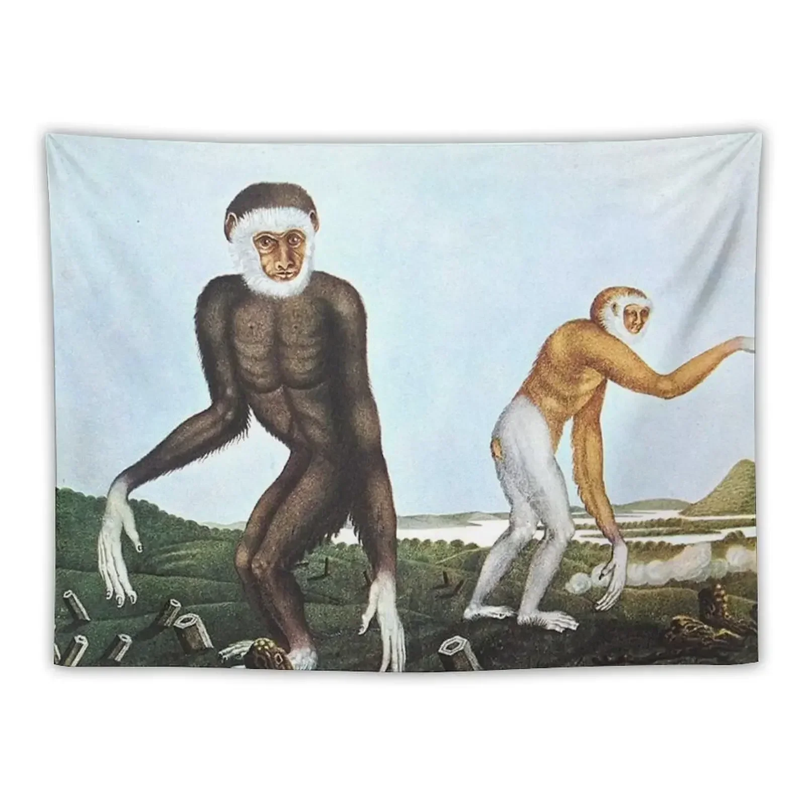 Gibbons vintage illustration Tapestry Anime Decor Nordic Home Decor Tapestry