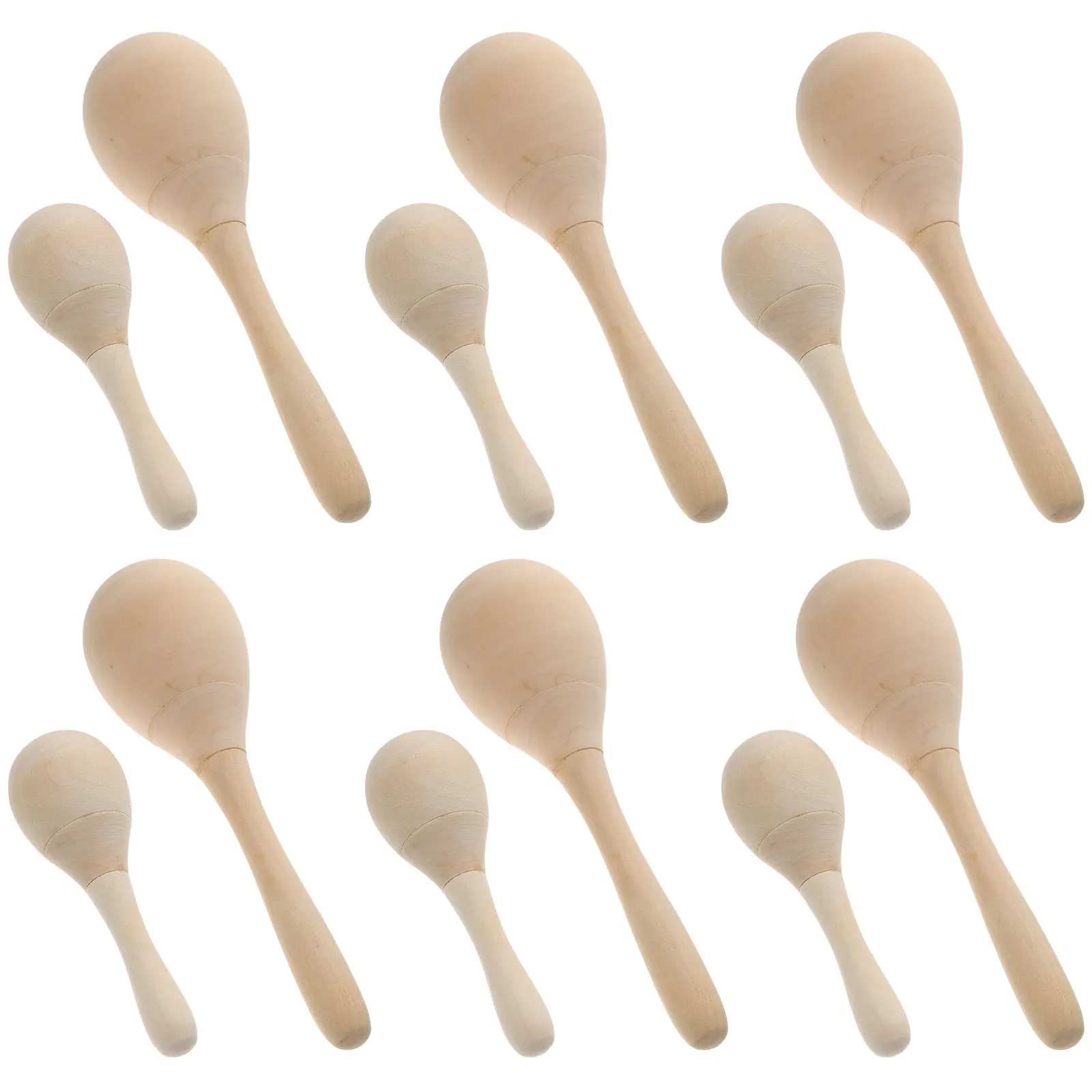 12 قطعة مطرقة الرمل التلوين لعبة Maracas للأطفال الخشب للأطفال الصغار الآلات الموسيقية غير المكتملة الحرف قرع الطلاء