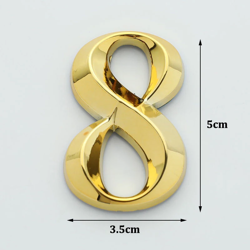 1PC Portable Height 5cm Golden Home Self-adhesive Sticker Address Door Label Gold Modern House Number