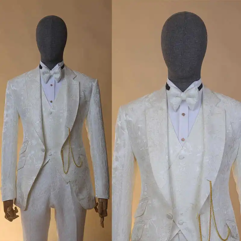Modello da sposa Abito da uomo Abbigliamento da lavoro Abiti su misura 3 pezzi Cappotto Gilet Pantaloni Groomsman Occasioni formali Taglie forti Personalizzato